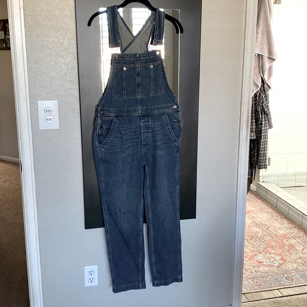 Free People We The Free Denim “Ziggy” Overalls: Medium Wash Blue